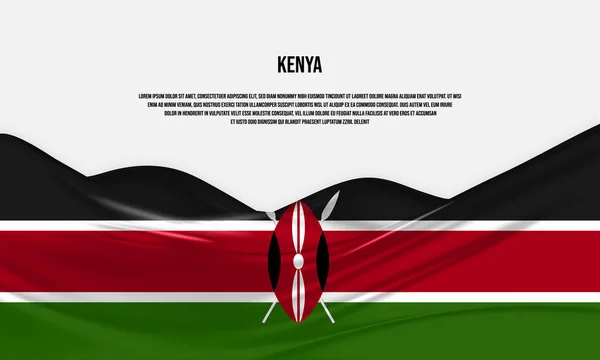Drapeau Kenya Design Drapeau Kenyan Satin Tissu Soie Illustration Vectorielle — Image vectorielle