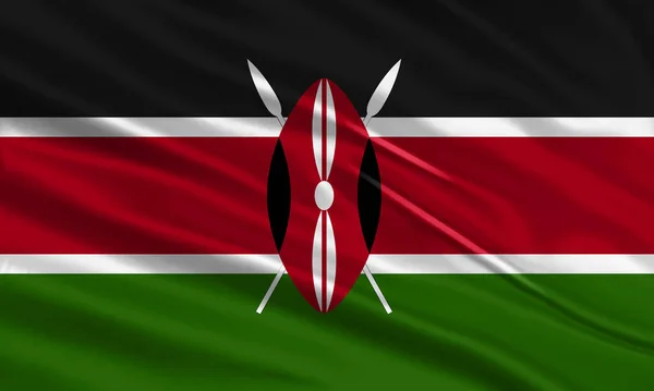 Návrh Keňské Vlajky Mávání Keňskou Vlajkou Saténu Nebo Hedvábné Tkaniny — Stockový vektor