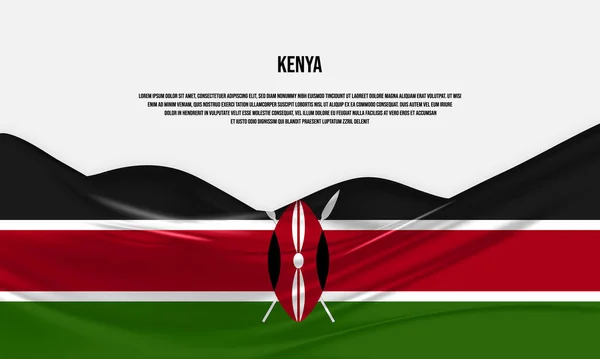 Návrh Keňské Vlajky Mávání Keňskou Vlajkou Saténu Nebo Hedvábné Tkaniny — Stockový vektor