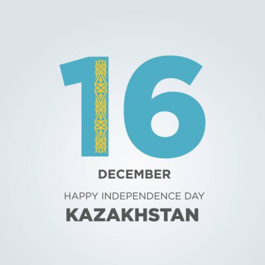Bağımsızlık Gününüz kutlu olsun Kazakistan Tasarımı. Kazakistan 16 Aralık 'ta Bağımsızlık Günü' nü kutlarken Kazakistan Bayrağı 'ndan yapılmış 16 numara..