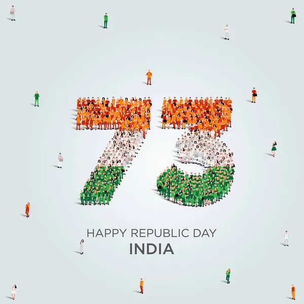 Happy Republic Day India Design Velká Skupina Lidí Tvoří Vytvořit — Stockový vektor