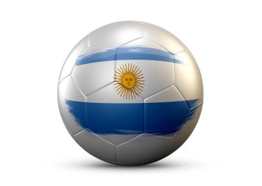 3D futbol topu ve Rusya bayrağını beyaz zemin üzerine yerleştirin