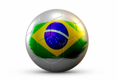 Beyaz arka planda futbol topu ve bayrak