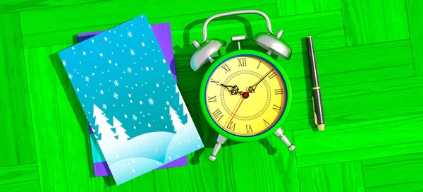 Vinter Kalender Grön Tillbaka — Stockfoto