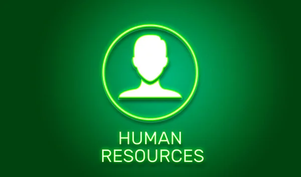 Ikon För Mänskliga Resurser Och Neonljus — Stockfoto