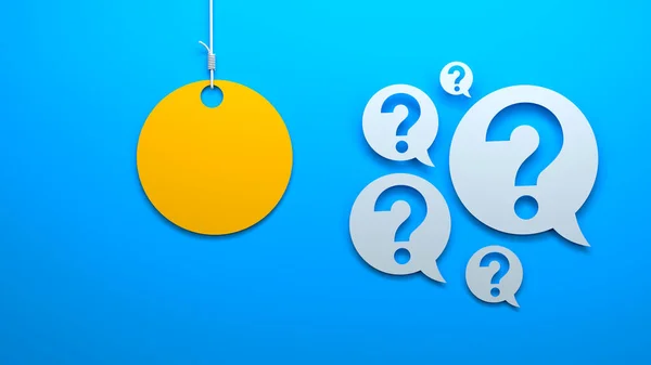 question mark with speech bubble on blue background. 3d illustration