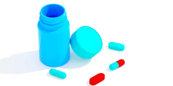 Pills Glass Jar Isolated White Background Illustration — Stock Photo, Image