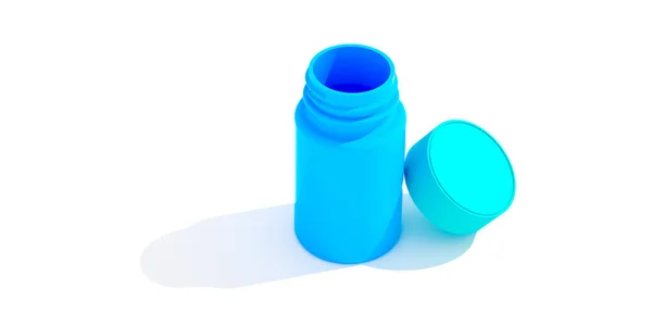 Blauwe Plastic Fles Met Deksel Geïsoleerd Witte Achtergrond — Stockfoto