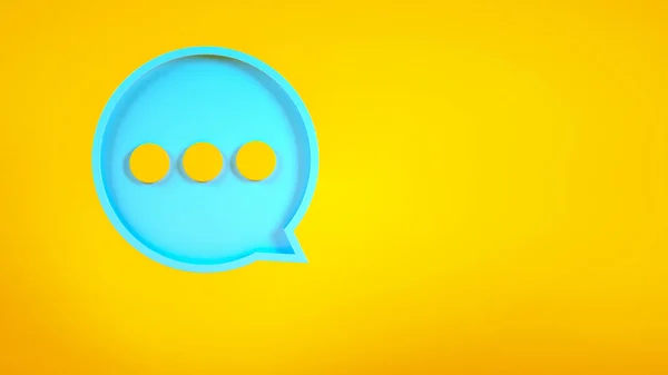 黄色语音泡沫与聊天泡沫图标隔离在蓝色背景 简约的概念 3D说明 — 图库照片