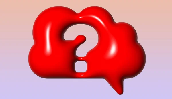 question mark with heart symbol on white background. 3d illustration