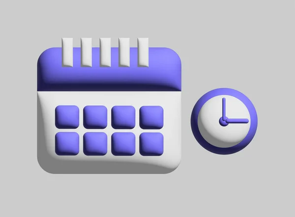 3Dカレンダーと時計 — ストック写真