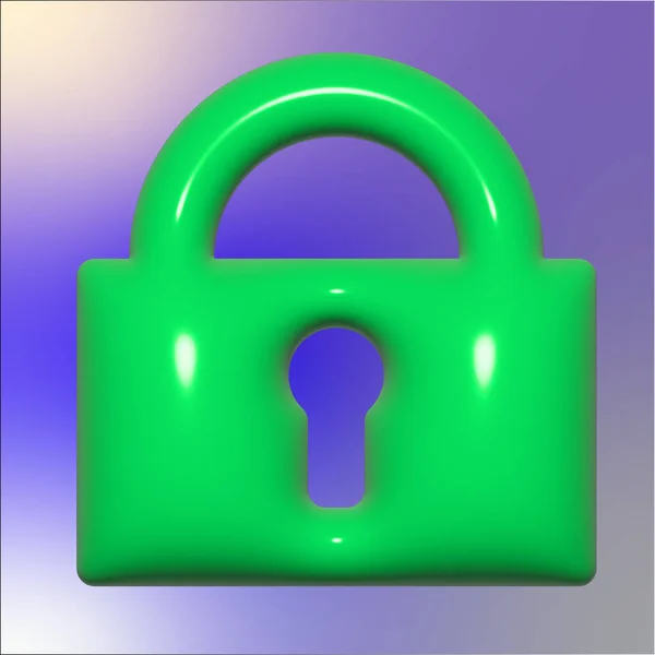 绿色3D锁 — 图库照片