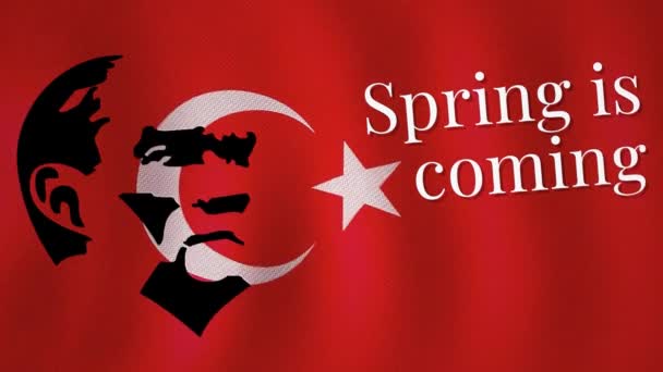 土耳其国旗和Ataturk — 图库视频影像