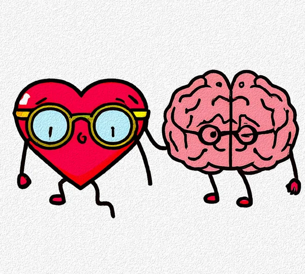 brain with heart and love concept