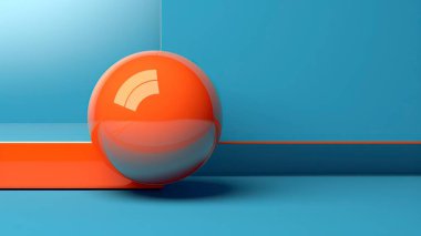  turuncu top mavi arkaplan fotoğrafında izole edildi,