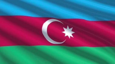 Azerbaijan bayrağı rüzgarla dalgalanıyor.