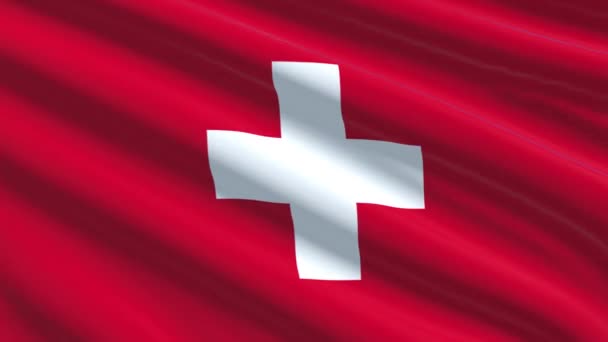 Ábra Hullámzó Svájci Zászló Svájcban — Stock videók