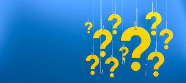 question marks on a blue background - vector illustration clipart