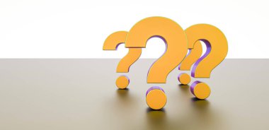 Beyaz arka planda soru işareti. 3d oluşturma.