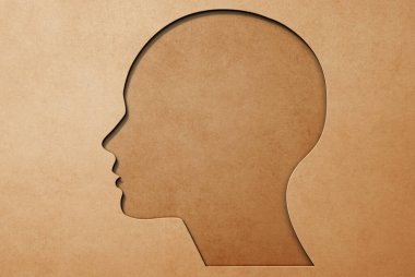 İnsan profili silueti. soyut kağıt kesimi