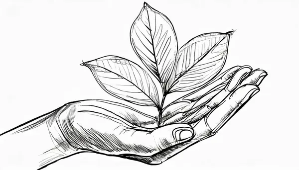a hand holding a plant with leaves
