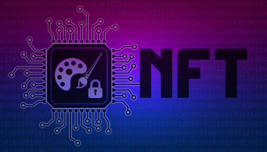 Kripto para birimi kavramı: jetonlu devre kartı, kripto para birimi, ikili kod