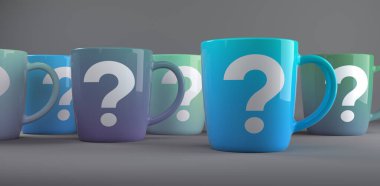 Question mark on coffee mug 3d clipart