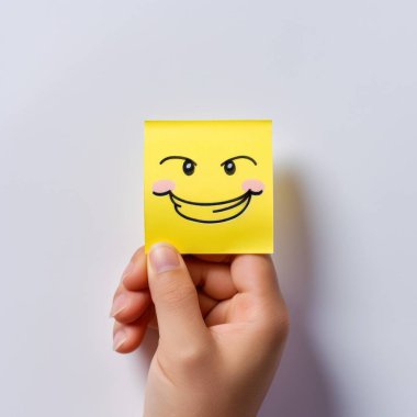 Yapışkan not kağıdına el çizimi emojisi