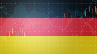 Almanya bayrağı ve finans piyasaları grafiği, chart.Alman ekonomisi.