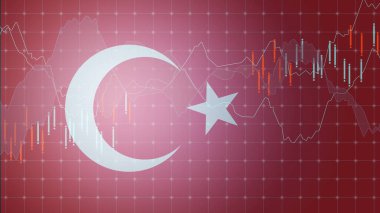 Türk bayrağı ve finans piyasaları grafiği, chart.Türk ekonomisi.