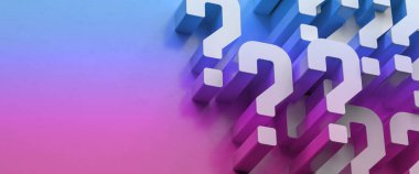 3d soru işareti ve konuşma balonu arkaplanı.