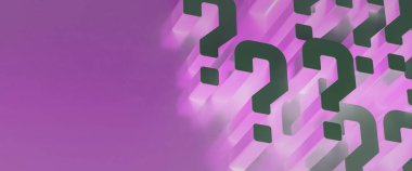 3d soru işareti ve konuşma balonu arkaplanı.