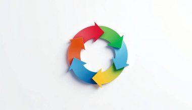 Circular process diagram with four arrows, representing a continuous cycle. Minimalist design highlighting dynamic flow in a business infographic clipart