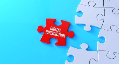 The word Digital Jurisdiction on a missing puzzle piece clipart