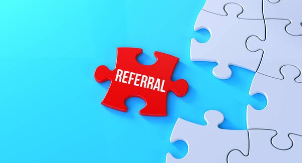 The word referral on a missing puzzle piece