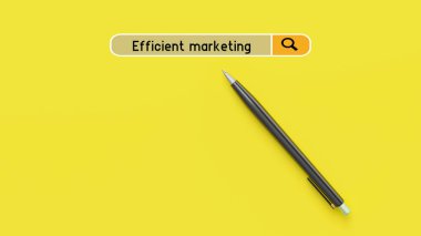 Efficient marketing on the web search page. Pencil and yellow background clipart