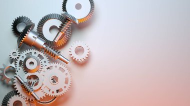 Endüstriyel dişliler Takım çalışması metaforu. Uzayı kopyala 3 Boyutlu Hazırlama.