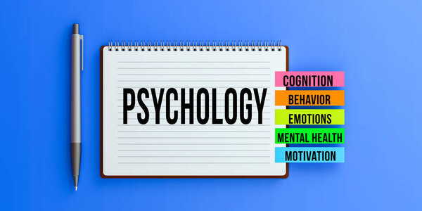 Mensaje Texto Psicología Sobre Cuaderno Conceptos Relacionados Cognición Comportamiento Emociones — Foto de Stock