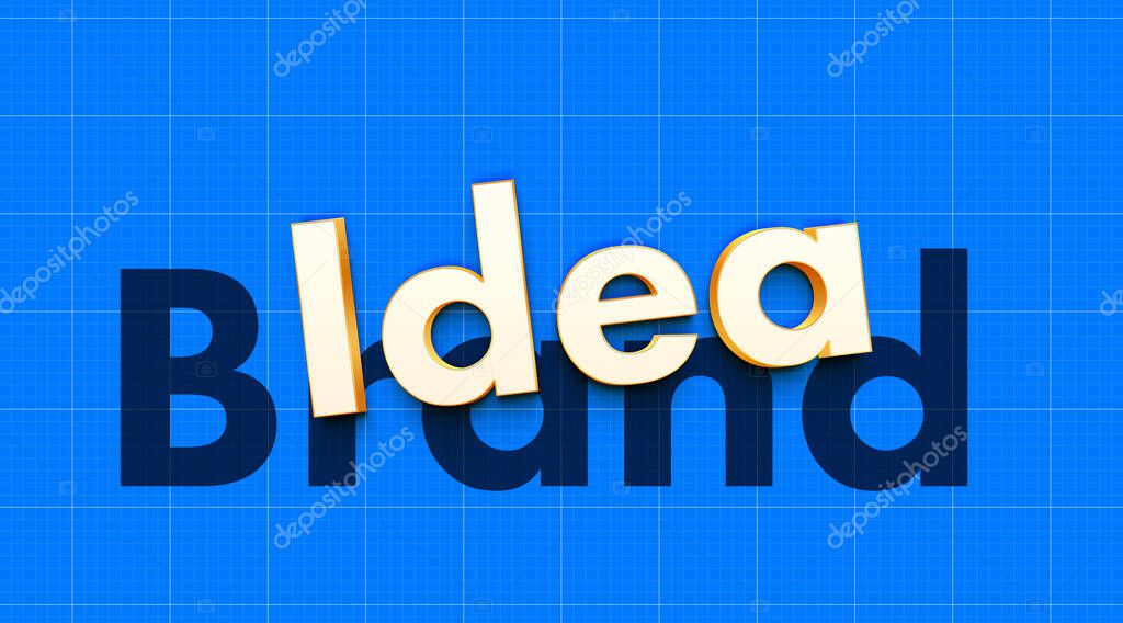 Brand idea 3d text message. Blue background