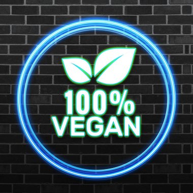 Siyah Tuğla Duvarda% 100 Vegan Neon tabelası