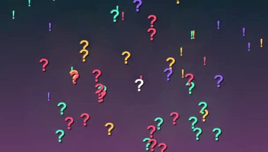 Uçan Renkli Soru İşaretleri ve Düşen Ünlem Göstergeleri Canlandırması