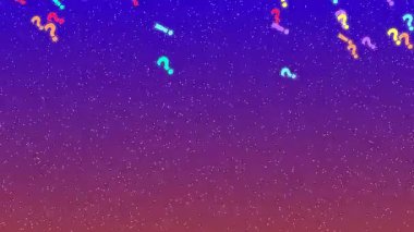 Parlayan gökkuşağı soru işaretleri dönen döngü animasyonu parlak neon renkleri