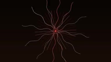 Siyah arkaplan 4K video üzerinde neon elektrik yıldırım döngüsü animasyonu
