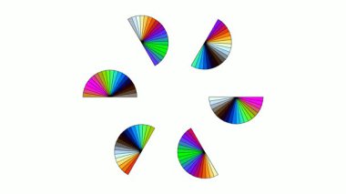 Beyaz arkaplan üzerinde katmanlı geometrik Asya hareketi ile dönen fan animasyonu