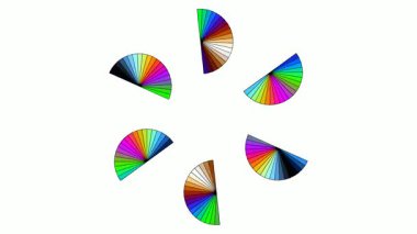 Beyaz arkaplan üzerinde katmanlı geometrik Asya hareketi ile dönen fan animasyonu