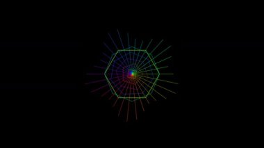 Dinamik neon geometrik şekiller parlayan soyut hareketle animasyonu canlandırır