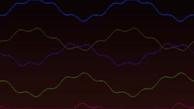 Beyaz arkaplanda kurdele hareketiyle katmanlı neon dalga çizgisi canlandırması