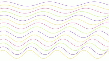 Beyaz arkaplanda kurdele hareketiyle katmanlı neon dalga çizgisi canlandırması