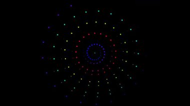 Fraktal gökkuşağı girdabı siyah arkaplan üzerinde parlayan hareketli döngü animasyonu