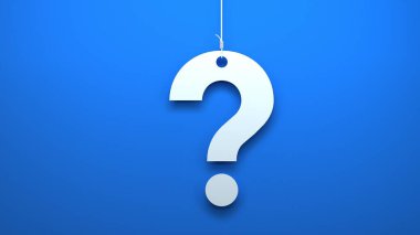 asma soru işaretleri mavi arkaplan soyut sorgulama kavramı resimleme